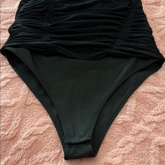 Fashion Nova Midi Black Gathered Dress - Picture 8 of 10